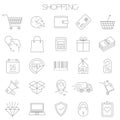 Thin line vector online store sopping icon set. Royalty Free Stock Photo