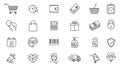 Thin line vector online store sopping icon set.