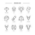 Thin line vector zodiacal symbols.