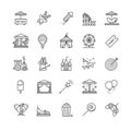 Thin line web icons set - amusement park