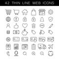 Thin line web icons, online marketplace, online store, shopping. Black stroke, editable.