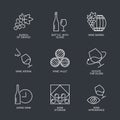 Thin line wine icons set