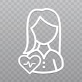 Thin line woman with Heartbeat icon. Healthcare icon