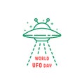 Thin line world ufo day icon