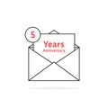 Thin line 5 years anniversary logo like open letter Royalty Free Stock Photo