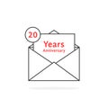 Thin line 20 years anniversary logo like open letter Royalty Free Stock Photo
