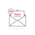Thin line 40 years anniversary logo like open letter Royalty Free Stock Photo