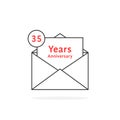 Thin line 35 years anniversary logo like open letter Royalty Free Stock Photo