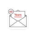 Thin line 60 years anniversary logo like open letter Royalty Free Stock Photo
