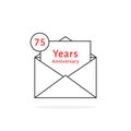 Thin line 75 years anniversary logo like open letter Royalty Free Stock Photo