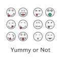Thin line yummy emoji icons