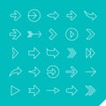 Thin linear arrows icons set