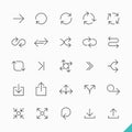 Thin linear arrows icons set