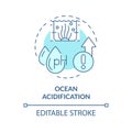 Thin linear blue icon ocean acidification concept