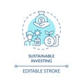 Thin linear blue icon sustainable investing concept