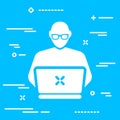 lineart developer or coder icon on blue background