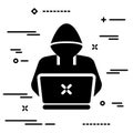 lineart hacker or coder icon on white background