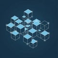 Thin lines connect the cubes forming a lattice like structure Royalty Free Stock Photo