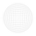 Thin lines globe, sphere lattice, grating pattern. deformed convex, protrude orbicular lines, stripes. Abstract, geometric Royalty Free Stock Photo