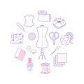 Thin lines sewing icons set Royalty Free Stock Photo