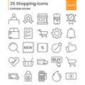 Thin lines shopping and ecommerce icon set Royalty Free Stock Photo