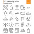 Thin lines shopping icon set Royalty Free Stock Photo