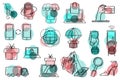 Thin lines web icons set for e-commerce Royalty Free Stock Photo