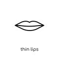 Thin lips icon. Trendy modern flat linear vector Thin lips icon