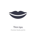 thin lips outline icon. isolated line vector illustration from human body parts collection. editable thin stroke thin lips icon on