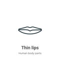 Thin lips outline vector icon. Thin line black thin lips icon, flat vector simple element illustration from editable human body