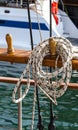 Thin long sturdy rope on a sailing boat