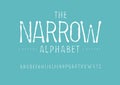 Thin Narrow alphabet. chalk or coal drawing font, Imprint type for vintage logo, headline, monogram, typewriter Royalty Free Stock Photo
