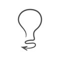 Thin outline arrow light bulb hand drawn icon. Vector black sharp sign of idea isolated on a white background. Simple electronic