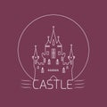 Thin outline castle. Logo template in linear style