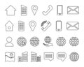 Thin Outline Contact Info Icon Set for Location Pin, Phone, Web and Cellphone and Email Icons Royalty Free Stock Photo