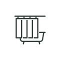 Thin Outline Icon Bathtub and Shower Curtain. Such Line Sign as Bath Bathroom, Bath Tub, Bath Screens. Vector Isolated