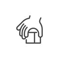 Thin Outline Icon Children Hand and Block, Such Line sign as Fine Motor Skills, Learning Educational Games. Vector