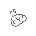 Thin Outline Icon Human Memory, Counting or Mathematical Calculating. Such Line sign as Human Brain and Numbers. Vector