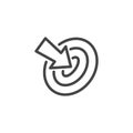 Thin Outline Icon Target and Arrow Pointer. Such Line sign as Focusing Attention or Concentration Attention, Aim and