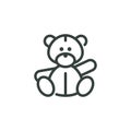 Thin Outline Icon Teddy Bear Waving Its Paw Front View. Such Line Sign as Children's Soft Plush Toy. Vector Isolated Royalty Free Stock Photo