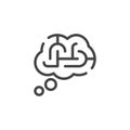 Thin Outline Icon Thought Bubble and Maze. Such Line sign as Logical Thinking, Think Process. Vector Custom Computer Royalty Free Stock Photo