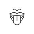 Thin Outline Mouth and Tongue Icon. Such Line sign as Articulation, Taste Perception, Sensory or Language Vector