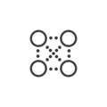 Thin Outline Node Network Icon. Such Line sign as Decentralized Database and Decentralized Network. Vector Computer