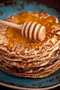 Thin pancakes, crepes with syrup