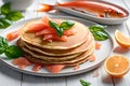 thin pancakes with lightly salted red fish Royalty Free Stock Photo