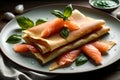 thin pancakes with lightly salted red fish Royalty Free Stock Photo