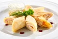 Thin Pancakes Rolls or Crepes Roulade Stuffed
