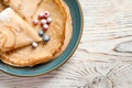 Thin pancakes served with sugar powder Royalty Free Stock Photo