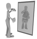 Thin person looking in mirror