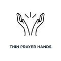 thin prayer hands or applause icon, symbol contour style minimal logotype graphic stroke art design on white concept of clapping Royalty Free Stock Photo